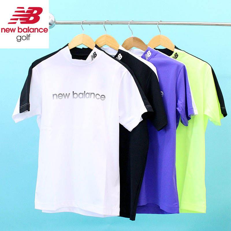 貨物輸送無料 New Balance GOLF ニュー平衡にするゴルフ ゴルフ御召しもの メンズ モックネック トップス 半袖 ロゴタイプ 伝達ルートうつり変わり ブランド名 今めかしい 春夏 ゆうパケ
