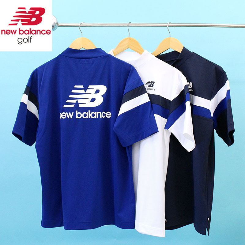 貨物輸送無料 New Balance GOLF ニュー平衡にするゴルフ ゴルフ御召しもの メンズ モックネック トップス 半袖 ロゴタイプ 野球風 ブランド名 今めかしい 春夏 ゆうパケ