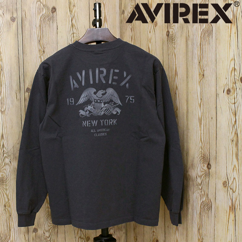 送料無料 AVIREX アヴィレックス STENCIL L/S T-SHIRT 783-6130006 ステンシルプリント 長袖Tシャツ ロングTシャツ ロンT メンズ クルーネック トップス アビレックス