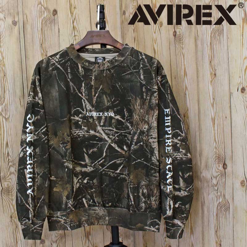 貨物輸送無料 AVIREX アヴィレックス CREW NECK SWEAT \u0027REAL TREE CAMO\u0027 クルーネックスウェット リアルツリーカモ 783-6132003 トップス アビレックス メンズ ブランド名