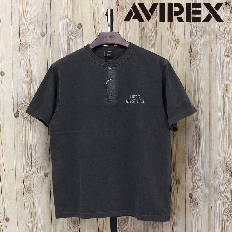 送料無料 AVIREX アヴィレックス FADED S/S MIL HENRY TEE ヘンリーネック 半袖Tシャツ 783-6134030 コットン 綿 刺繍 アビレックス ミリタリー トップス メンズ ブランド ネコポス