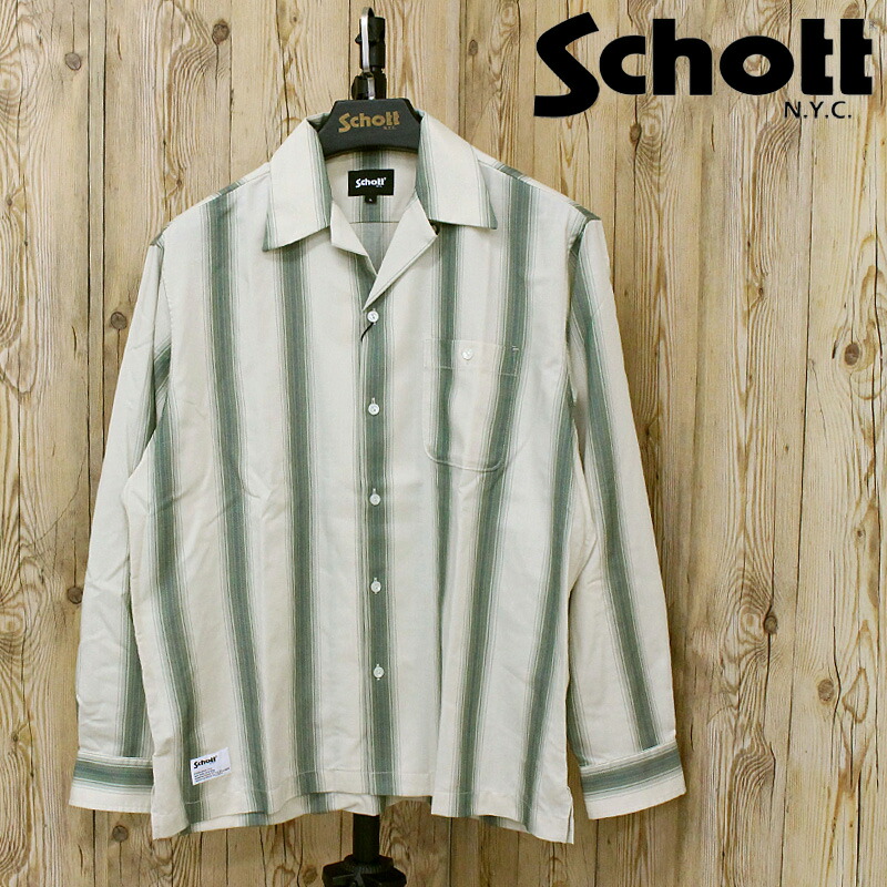 貨物輸送無料 Schott 打つこと STRIPE SHIRT 782-6120002 縞模様プルオーバー 長袖 トップス メンズ ブランド名 ネコポス
