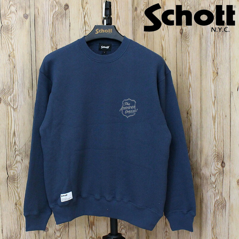 送料無料 Schott ショット SHIELD CREW KNIT SWEAT 782-6132002 シールド クルー ニットスウェット トレーナー 長袖 トップス メンズ ブランド
