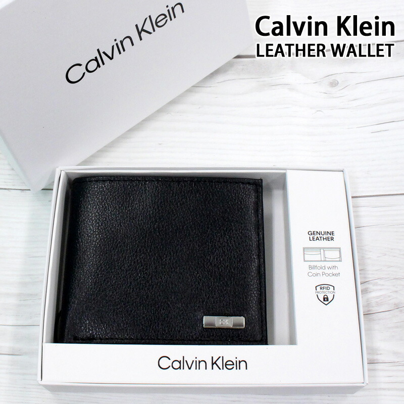 送料無料 Calvin Klein カルバンクライン CK ロゴプレート 2つ折りウォレット レザー財布 RFiD 31CK130018 31CK220009 メンズ ブランド ギフト プレゼント MC