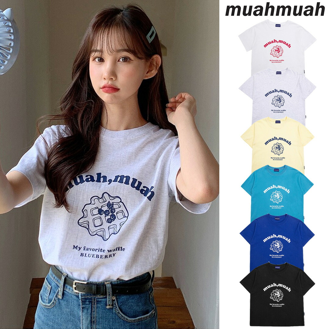 Muahmuah ムーアムーア 正規品 ワッフル Tシャツ 全6色ムアムア 韓国 韓国ブランド 韓国ファッション トップス ロゴ レディース 服 女子 女性 ストリート 半袖 夏 最大50 Offクーポン