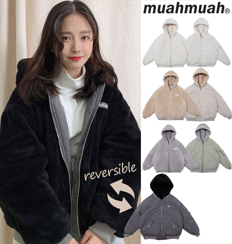 楽天市場 Muahmuah ムーアムーア 正規品 Reversible Fleece Hood Jumper 全7色 あす楽対応 韓国ブランド 韓国ファッション ジャンパー フリース レディース アウター リバーシブル アウター モコモコ 21新作 Daese Tokyo By Agem