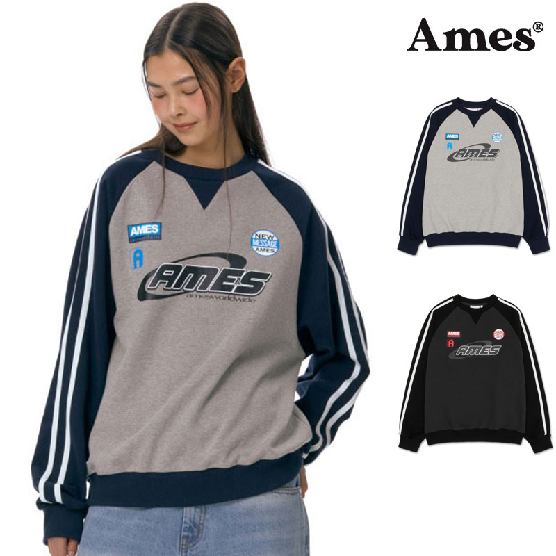 【AMES-WORLDWIDE】 GRAPHIC PIGMENT SWEATSHIRT /追跡付 