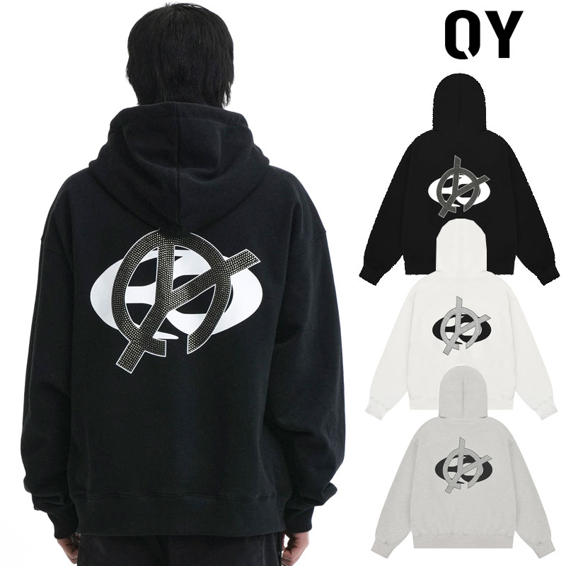 【正規品】[国内発送] OY オーワイ O.N.L LINESTONE HOODIE ZIP-UP/ロゴラインストーン ジップアップパーカー/全3色 韓国ブランド 韓国ファッション パーカー トレーナー フード フーディー スウェット ロゴ ユニセックス メンズ レディース ストリート 黒 白 ホワイト｜DAESE TOKYO by Agem