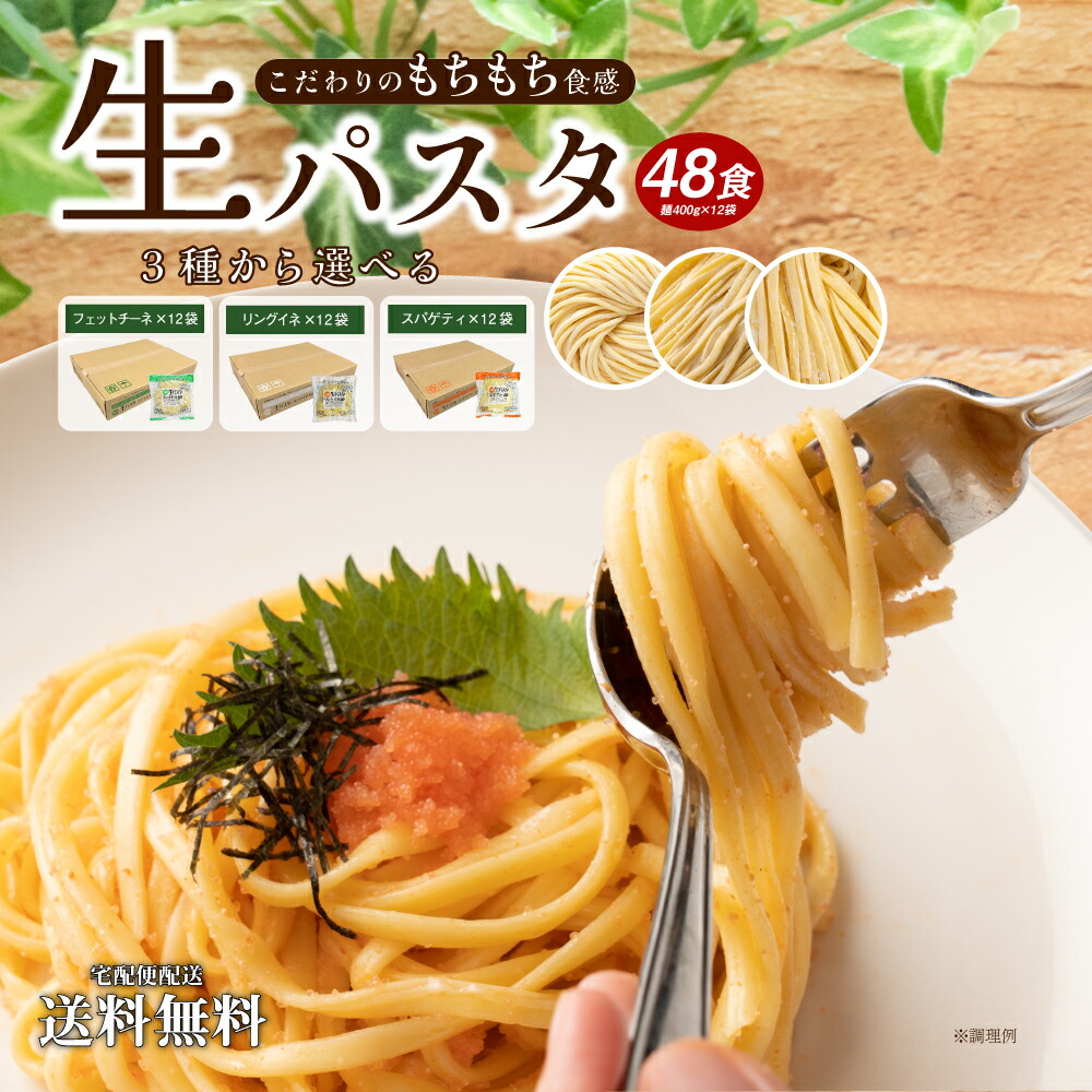 送料無料 （北海道・東北・沖縄・離島 配送不可）業務用 3種から選べる 生パスタ  計48食 (400g×12袋)  麺のみ 生麺 フェットチーネ リングイネ スパゲティ 大容量 まとめ買い  食品 グルメ 食べ物  お歳暮 御歳暮 歳暮