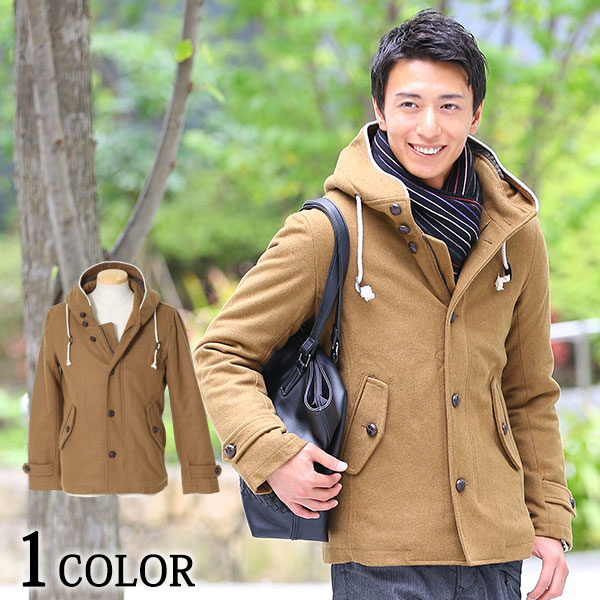 楽天市場 ボア メルトンコート メンズ アウター コート メルトン フード ジャケット フード裏ボアくるみボタンメルトンコート Menz Style メンズスタイル