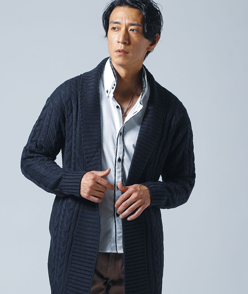 カーディガン メンズ トップス アウター ニット ロング 長袖 ケーブル編み 春 秋 冬 服 30代 40代 50代 Rennyjourney Com