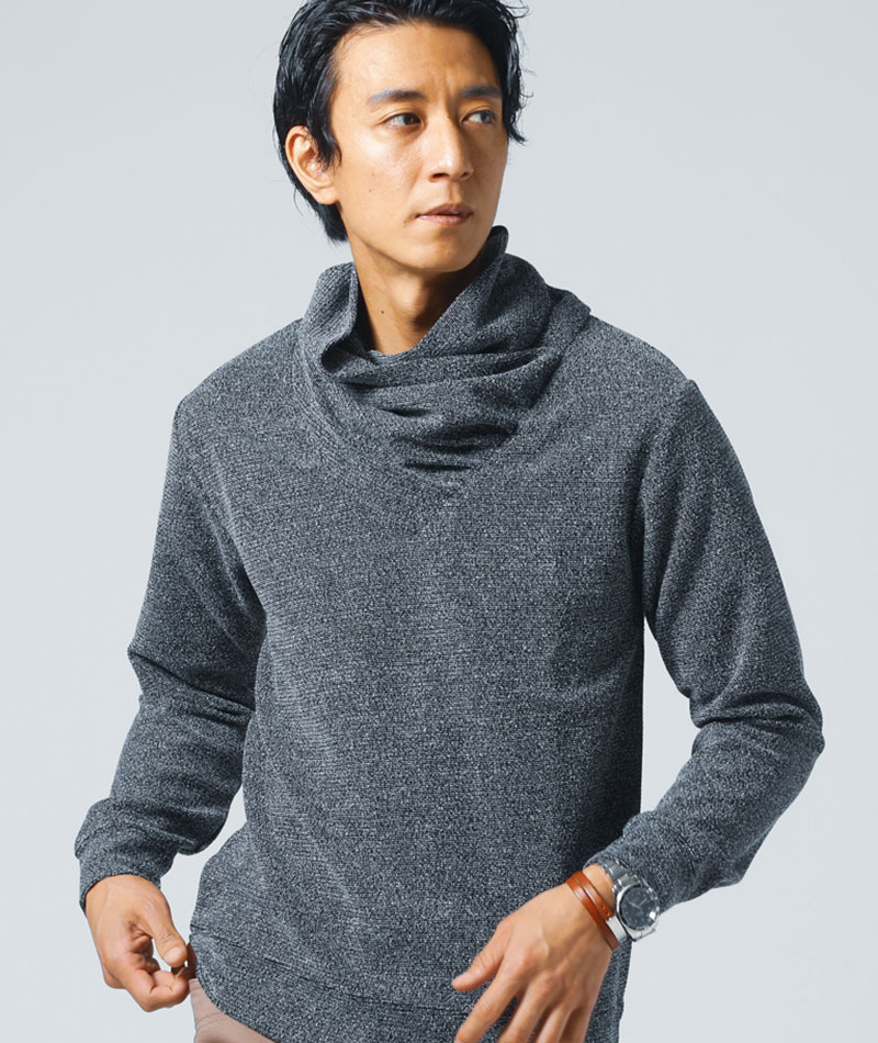 カットソー メンズ トップス Tシャツ ニット ドレープ タートルネック 長袖 秋 冬 服 30代 40代 50代 Mydrap Com