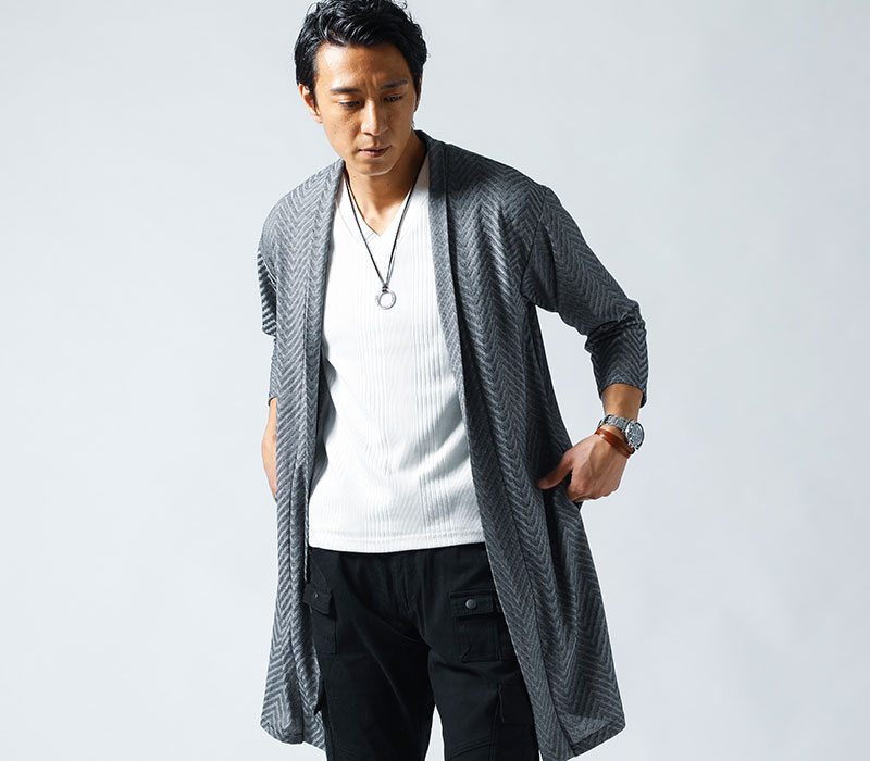 カーディガン メンズ トップス アウター ロングカーディガン バイアス柄 7分袖 春 夏 服 30代 40代 50代 Cooltonindia Com