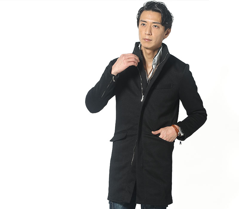 楽天市場 コート メンズ アウター ロングコート スタンドカラースプリングコート スリム ヘリンボーン 春 秋 服 30代 40代 50代 Menz Style メンズスタイル