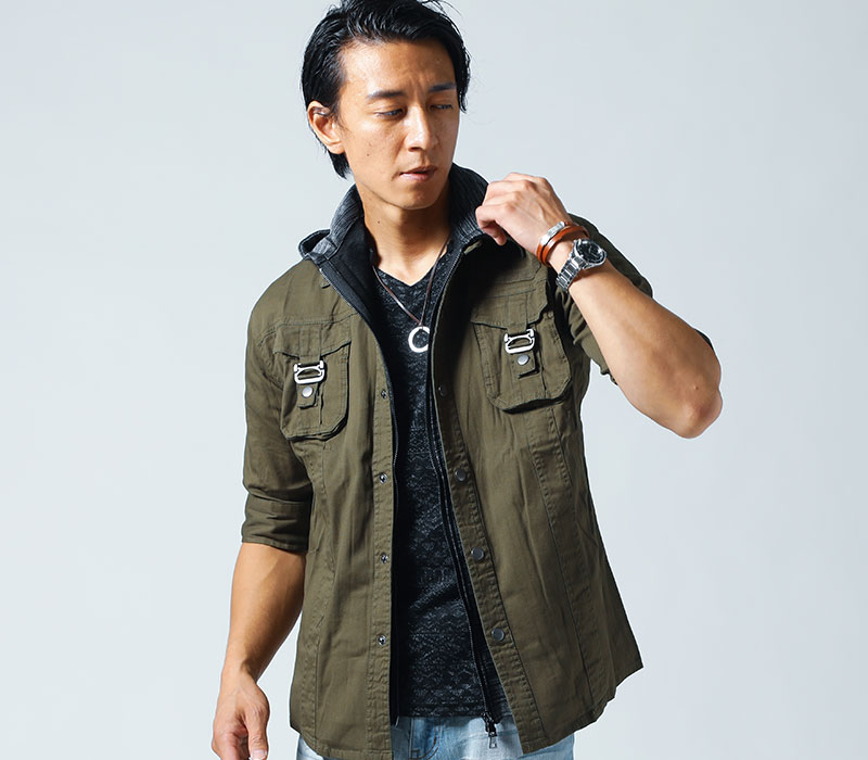 楽天市場 パーカー メンズ パーカ シャツ レイヤード ミリタリー 5分袖 ワンマイルウェア 部屋着 父の日 ギフト プレゼント 在宅勤務 テレワーク リモートワーク 春 夏 秋 服 30代 40代 50代 Menz Style メンズスタイル