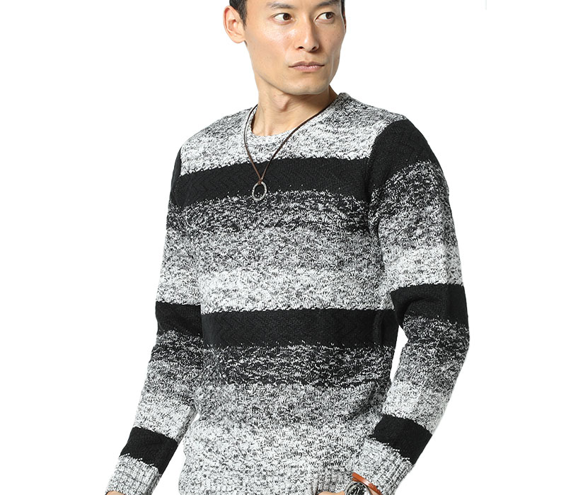 楽天市場 ニット メンズ ボーダー 長袖 クルーネック グラデーション 秋冬 ファッション 30代 40代 50代 Menz Style メンズスタイル