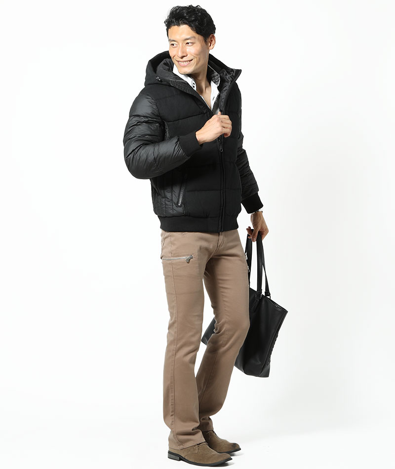 ジャケット 秋冬 メンズ 40代 メンズスタイル異素材切り替えフード付き中綿ジャケット メンズ 中綿ジャケット 切替 切替 30代 ファッション 50代 Menz Style ファッション シンプル アウター