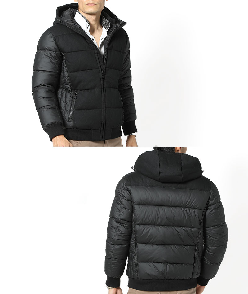 ジャケット 秋冬 メンズ 40代 メンズスタイル異素材切り替えフード付き中綿ジャケット メンズ 中綿ジャケット 切替 切替 30代 ファッション 50代 Menz Style ファッション シンプル アウター