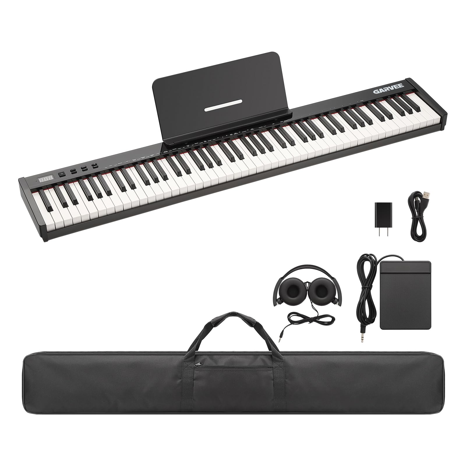 【送料無料+10倍ポイント】電子ピアノ キーボードピアノ 88鍵盤 Midi対応 スリムデザイン コンパクト軽量 持ち運び便利 Piano充電型 初心者 クリスマスギフト 日本語説明書付き 黒｜MerakiHaven