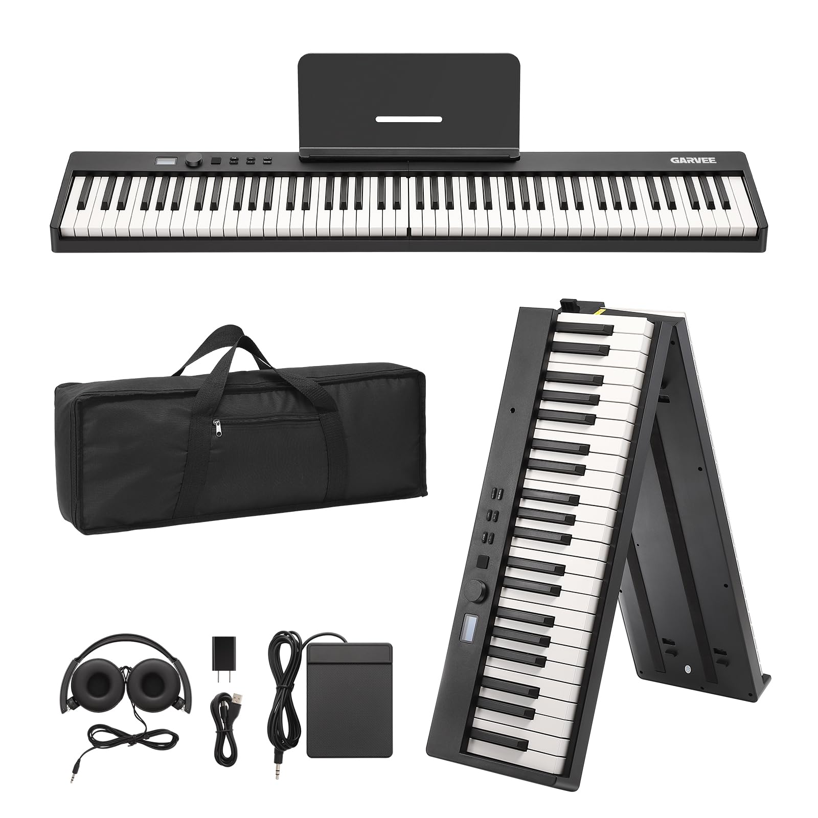 【1000円クーポン発行】折り畳み式電子ピアノ 88鍵盤 キーボードピアノ Bluetooth&Midi対応 スリムデザイン コンパクト軽量 持ち運び便利 Piano充電型 初心者 日本語説明書付き|MerakiHaven