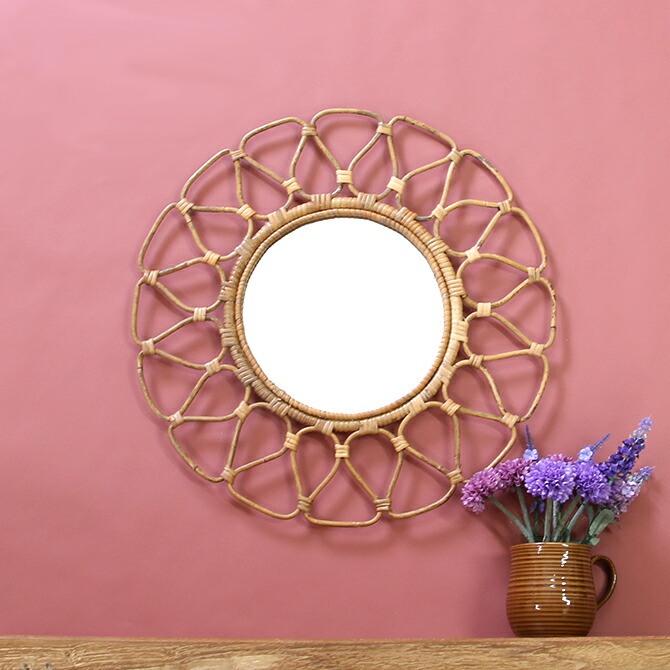 楽天市場】アラログフラワーミラーL/Creerラタンミラー 鏡 壁掛け