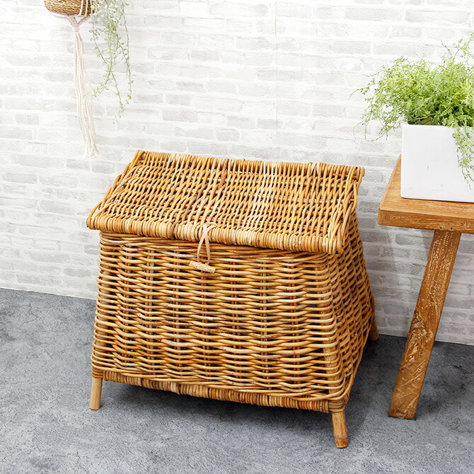 アラログ　バスケット　収納　ラタン　蓋付き アラログふた付き スリムバスケット L THE AROROG : ラタン