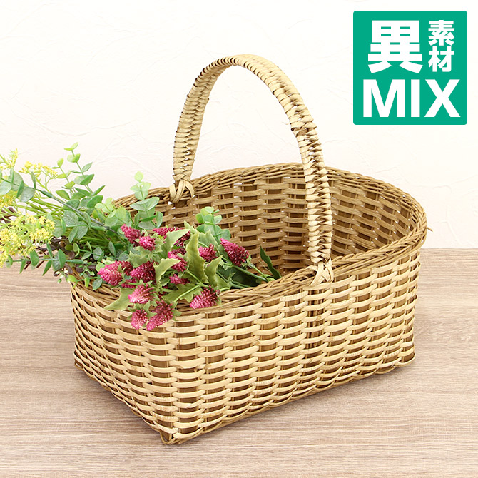 楽天市場】かごバスケット ピクニックバスケット 籐皮＆ウッドチップ