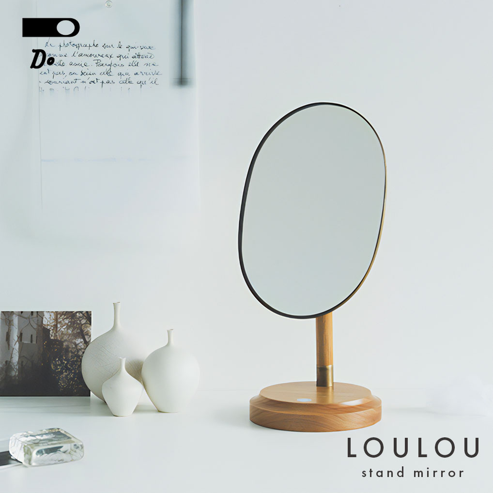 CLASKA クラスカ LOULOU Table Mirror 一覧表鏡鑑  鏡  卓上鏡鑑 胡桃 くるみ 金管楽器 事務机 照明ランプ 角度合わせる能力のある かざり付ける鏡 楕円面鏡鑑 日本製 分かりやすい オーバル 北欧 アンティーク調 メイクアップミラー