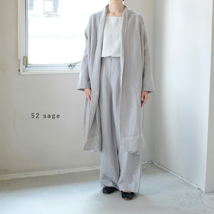 Evam Eva エヴァムエヴァ Linen Robeリネンローブ E213t026 エバムエバ セージ 黄金色 レディース 被服 リネン 麻リネンコート リネンカーディガンショールコート ショールカラーガウンコート ロングコート グレイ ベージュ成人 徐々に Ciptasuksesmedika Com