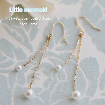 ピアス レディース パール K18 フック 淡水 ダブル 18K 18金 GOLD WG ゴールド ホワイトゴールド 揺れる 長い 長め 女性 6月 誕生石 誕生日 クリスマス 記念日 プレゼント ギフト ギフトラッピング対応 コンビニ受取対応商品 メール便 送料無料｜Ｊｅｗｅｌｒｙメルシィ