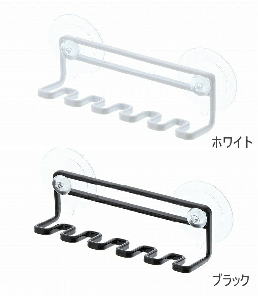 吸盤トゥースブラシホルダータワー5連ホワイトブラックtower洗面用具|歯ブラシスタンド|ホルダー|サニタリー|洗面所|バスルーム|歯ブラシホルダー|歯ブラシ立て吸盤シェーバー髭剃り洗面所収納YAMAZAKI山崎実業【10p07jan17】