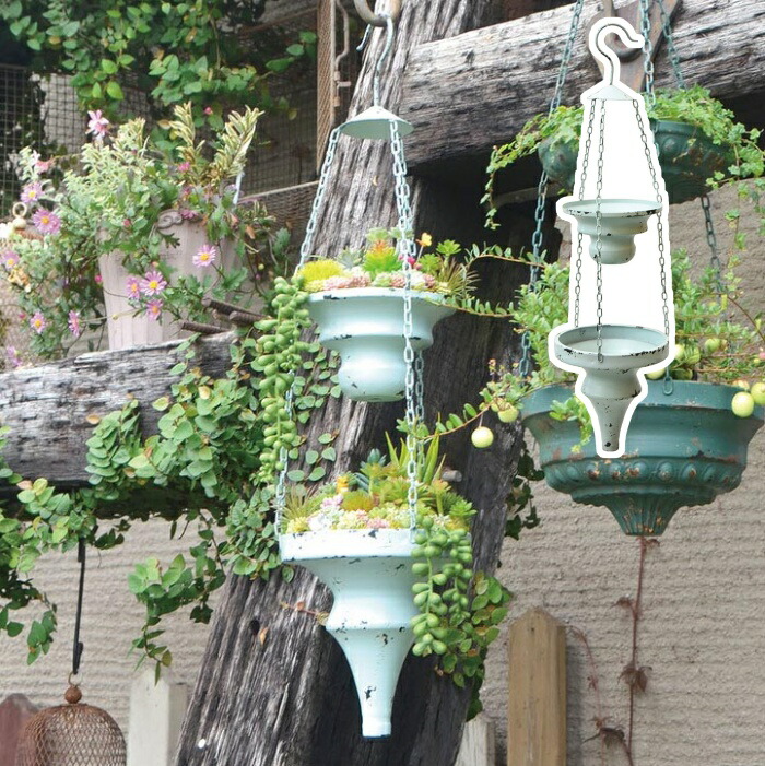 楽天市場】プランター ドラム缶プランター L レッド 2段 アンティーク