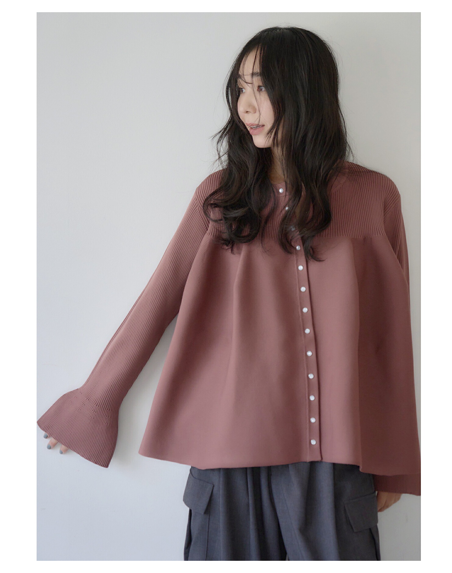 SHIORI×MERI ボリュームペプラムカーデ