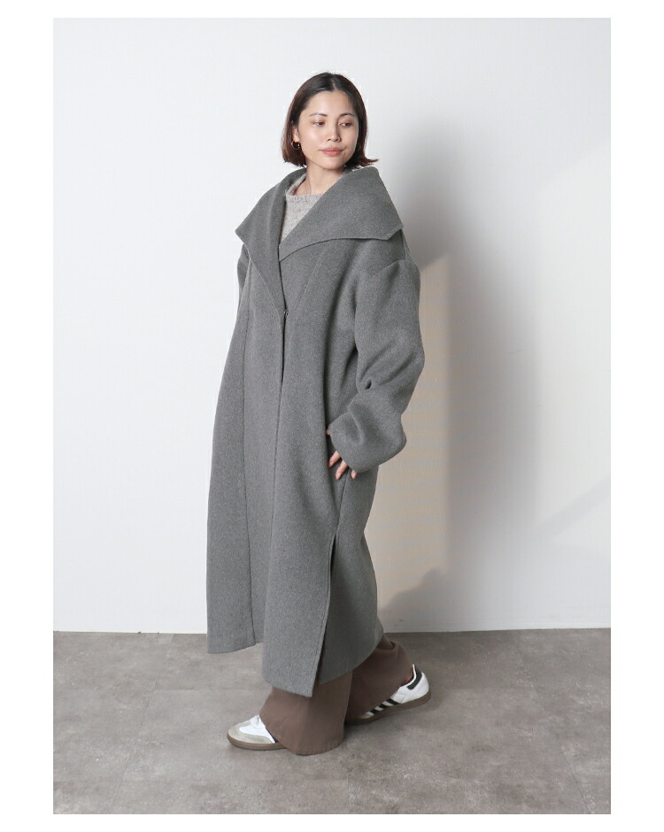 ハーフハンドメイド ロングコート ※12月8日20時グレー・ダークネイビー