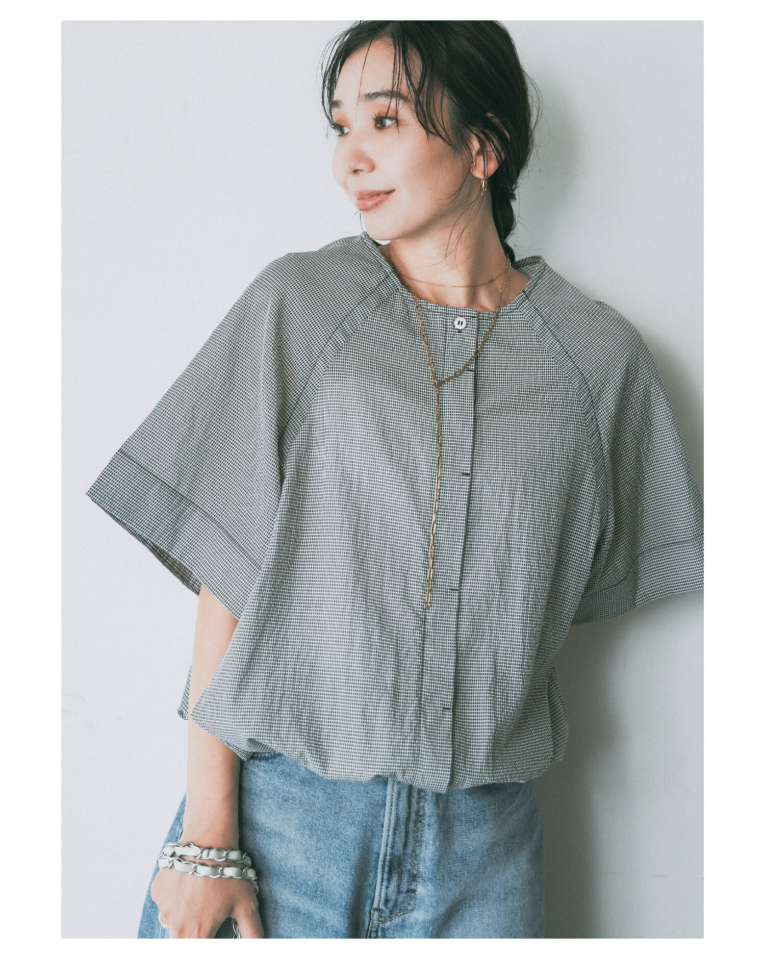 SHIORI×MERI ドビーチェックシャツ