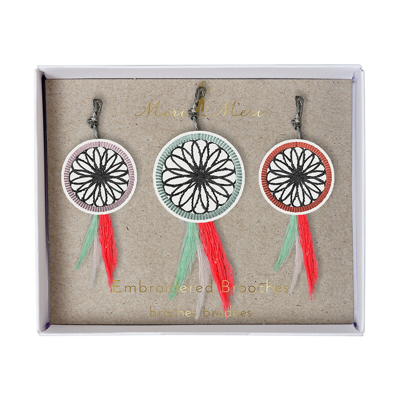 市場 ブローチ ドリームキャッチャー プチギフト アクセサリー かわいい おしゃれ 刺繍ブローチ 子供