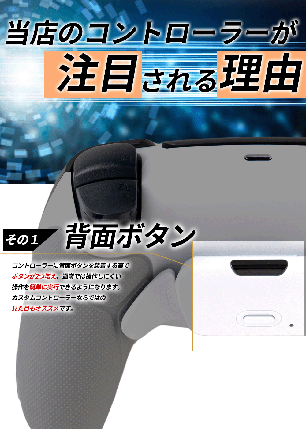 PS5 デュアルセンス カスタム コントローラー Zスティック 凹凸 背面