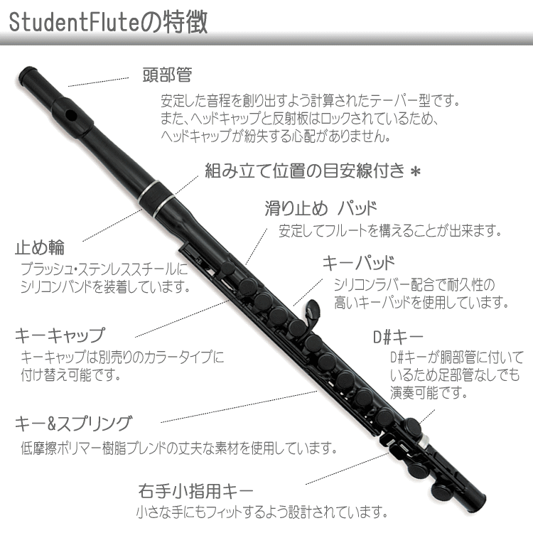 楽天市場 送料無料 Nuvo プラスチック製 フルート Studentflute ブラック 入門セット付き N230sfbk ヌーボ スチューデント フルート 楽器のことならメリーネット