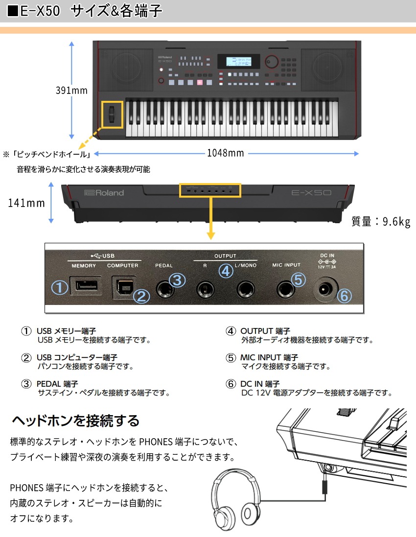 ローランドキーボードE-X50テーブル型スタンド昇降椅子マイク譜面台付■Roland弾き語り電子キーボードBluetoothマイク機能/BKブラック