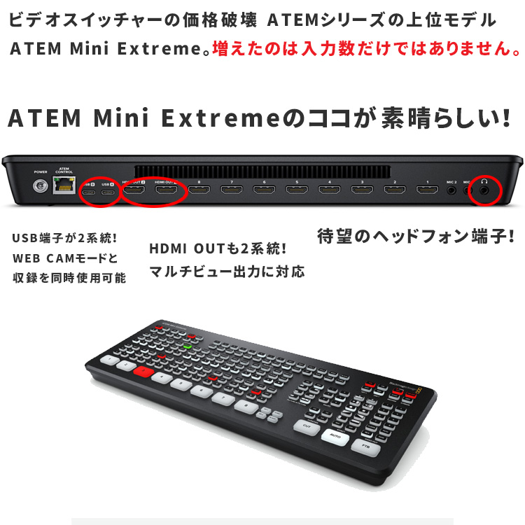 BlackmagicDesign ATEM Mini 3m EXTREME ISO HDMIケーブル6本付