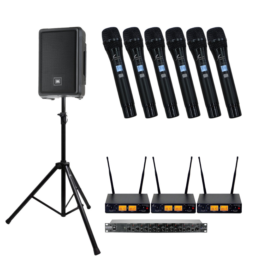 スピーカースタンド付き Jbl 1300w 簡易paセット 送料無料 ワイヤレスマイク６本付き Irx108bt Y3 パワードスピーカー セット 楽器のことならメリーネット 同時使用可能 ワイアレスマイク６本セット Pa機器 ワイヤレスマイク６本付き 1300w