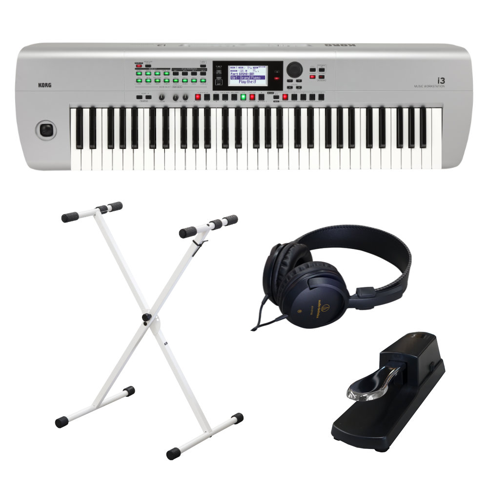 KORG コルグ i3 シルバー (X型キーボードスタンド・ヘッドフォン・ペダルセット)キーボード シンセサイザー ワークステーション 52,650円