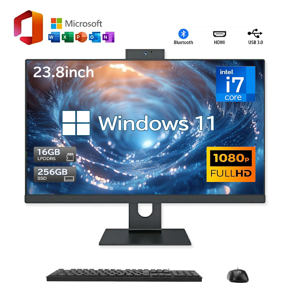 勉強机とっ始めマイコン 原則として型pc 23.8型 盛りだくさん固定ディスク液晶一体型 勉強机とっ始めマイコン インテル Core i5【Windows 11申し受ける】USB 2.0 USB 3.0 5G WIFI申し受ける 原則として型マイコン 記憶装置16GB SSD 256GB デスクトップPC-パソコン・周辺機器