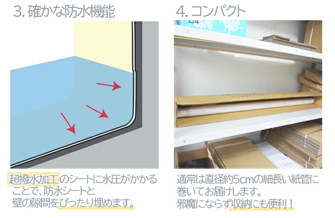 防水シート(注意喚起プリント入) 140cm×20m 浸水対策 グッズ 雨漏り