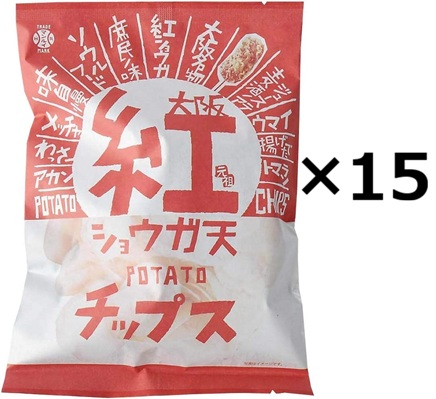 （15個セット）アイデアパッケージ 大阪紅ショウガ天ポテトチップス 90ｇ×15個（AT）（代引不可）（沖縄・離島への発送は不可）