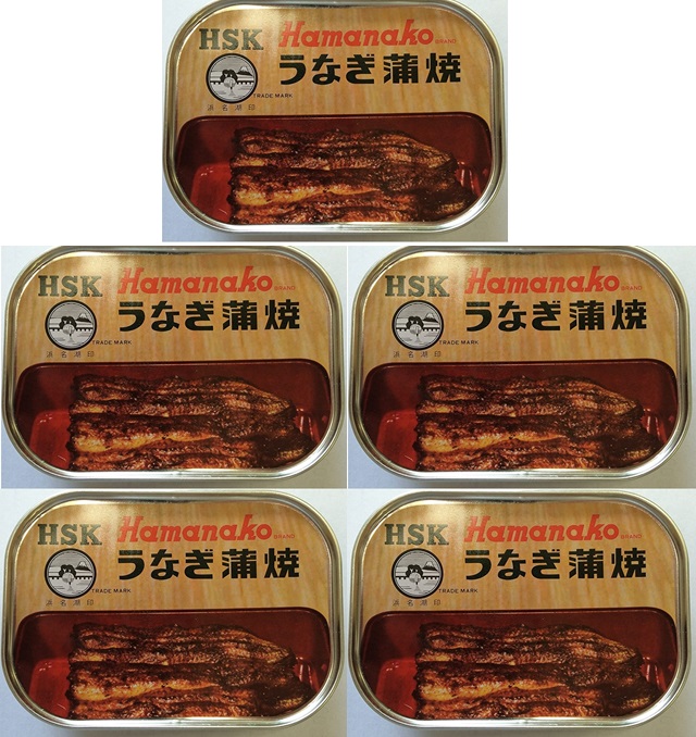 （５個セット）（全国送料無料）（Y）浜名湖食品 うなぎ蒲焼缶詰×5個セット（代引・他の商品と混載不可）<br>