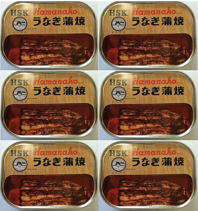 （6個セット）（全国送料無料）(Y) 浜名湖食品 うなぎ蒲焼缶詰×6個セット（代引・他の商品と混載不可）<br>