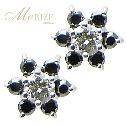天然 ダイヤ ＆ ブラックダイヤ 0.28ct フラワー ピアス ペア K18 ゴールド各色 スタッド レディース ダイヤモンド 0.28カラット 14石 18金 ホワイト イエロー ピンク YG WG PG ダブルロックキャッチ 花 4月誕生石 記念日 ギフト ブライダル 品質保証書付 62,040円