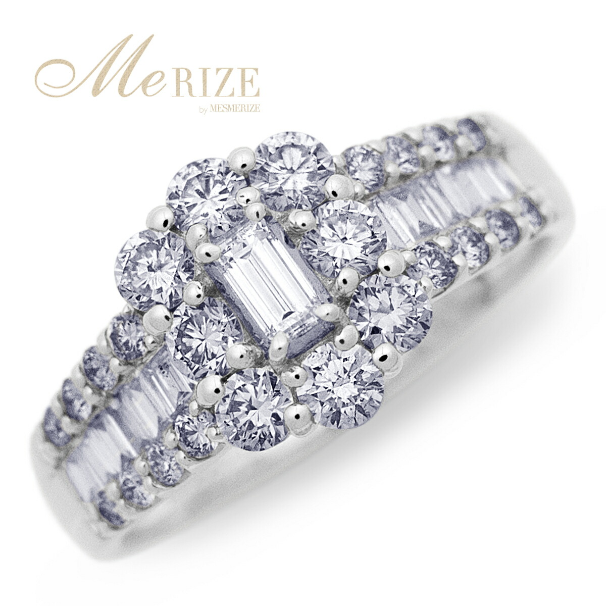 天然 ダイヤ 1.0ct up フラワー 花 パヴェ リング 幅広 9.5mm プラチナ pt950 pt900 K18 ゴールド各色 指輪 バケット ＆ ラウンド コンビ ダイヤモンド 1カラット 18金 18K ホワイト イエロー ピンク YG WG PG エンゲージ ブライダル エタニティ 品質保証書付