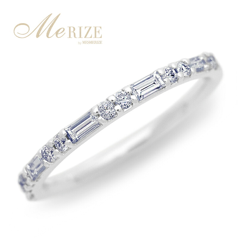 天然 ダイヤ 0.3ct エタニティ リング 細身 プラチナ pt950 pt900 K18 ゴールド各色 シンプル 指輪 バケットカット & ラウンド コンビ ダイヤモンド 18金 18K ホワイト イエロー ピンク YG WG PG 4月誕生石 記念日 レディース ギフト ブライダル 品質保証書付|Me RIZE